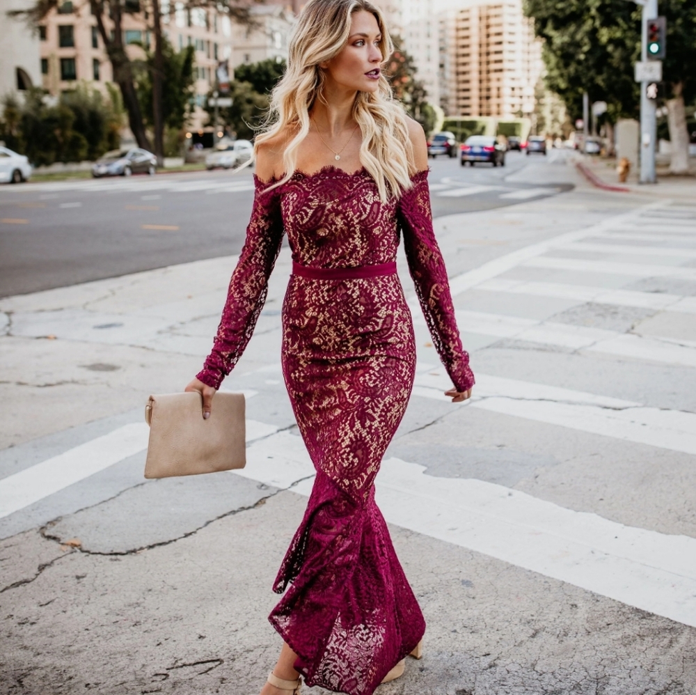 Wine Lace Gown